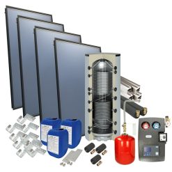 Solarpakket 4plus schuindak met 4 collectoren en 800 liter verswaterboiler