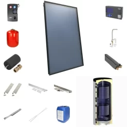 Solarpakket 4plus platdak 400 liter Solarboiler, 3 collectoren