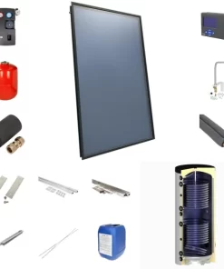 Solarpakket 4plus platdak 400 liter Solarboiler, 3 collectoren