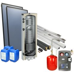 Solarpakket 4plus 2 collectoren 300 l verswater platdak 1 buiswarmtewisselaar
