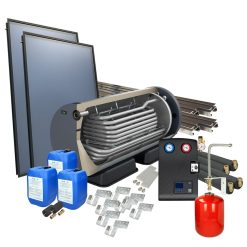 Solarpakket 4plus platdak 2 collectoren 300 liter liggende verswaterboiler