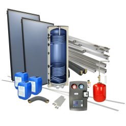 Solarpakket 4plus platdak landscape met 300 l Solarboiler en 2 collectoren