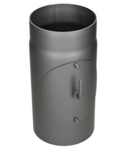 Kachelpijp grijs gietijzer 300 mm met smoorklep en deur